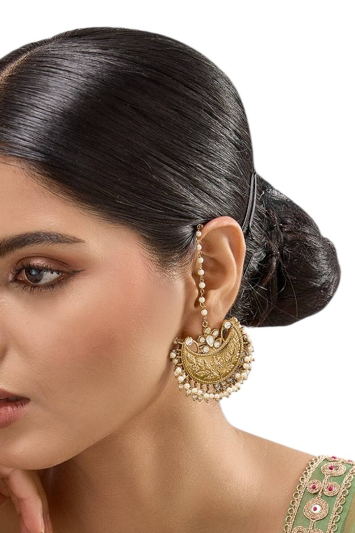 Auraa Trends Pearl Embellished Ear Chain Chandbalis 
