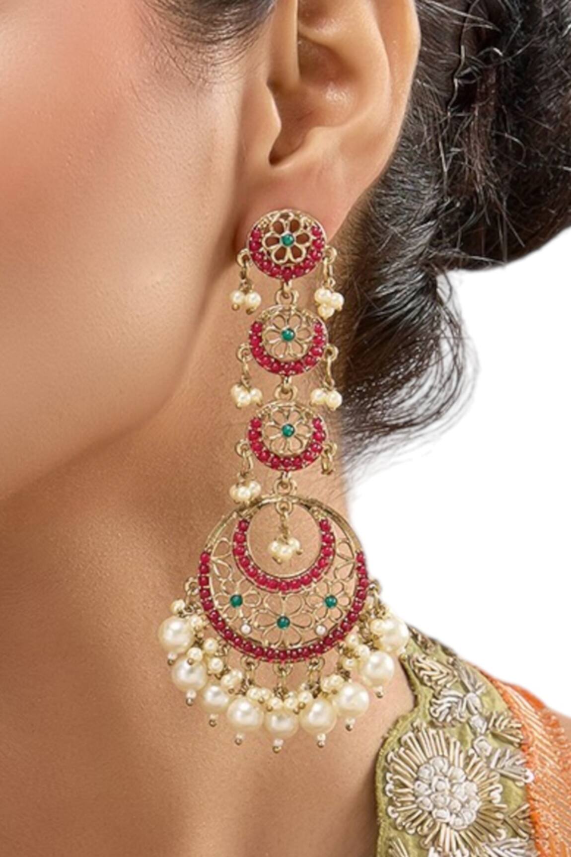 Auraa Trends Gold-Plated Chandbali Earrings 