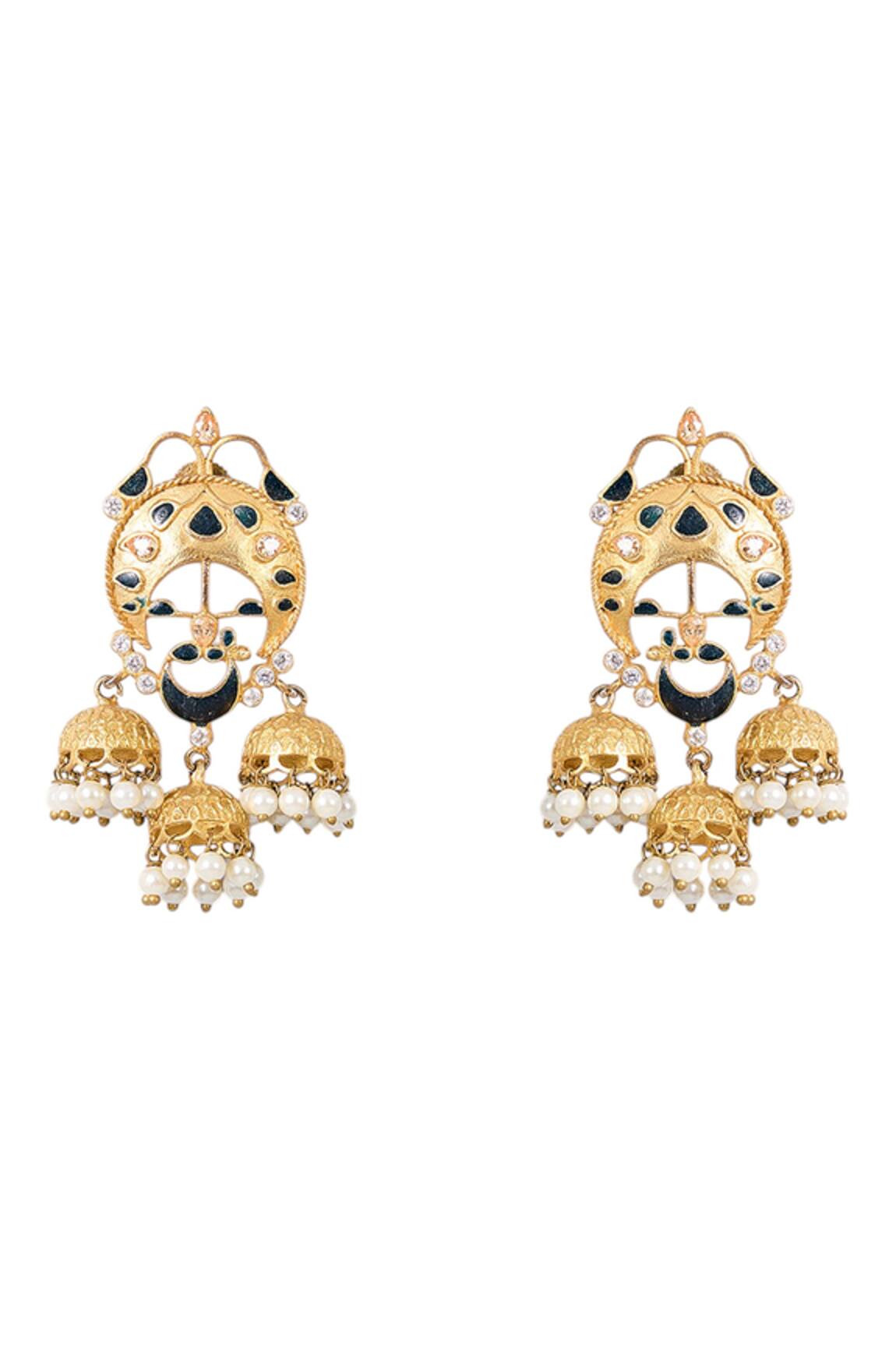 Auraa Trends Gold-Plated Crescent Earrings 