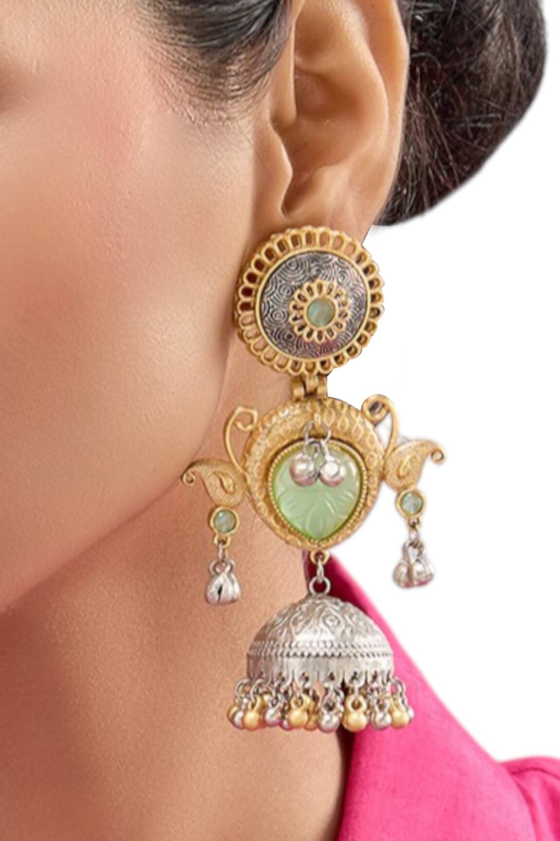 Auraa Trends Dual Tone Gold & Oxidized Silver Jhumkas 