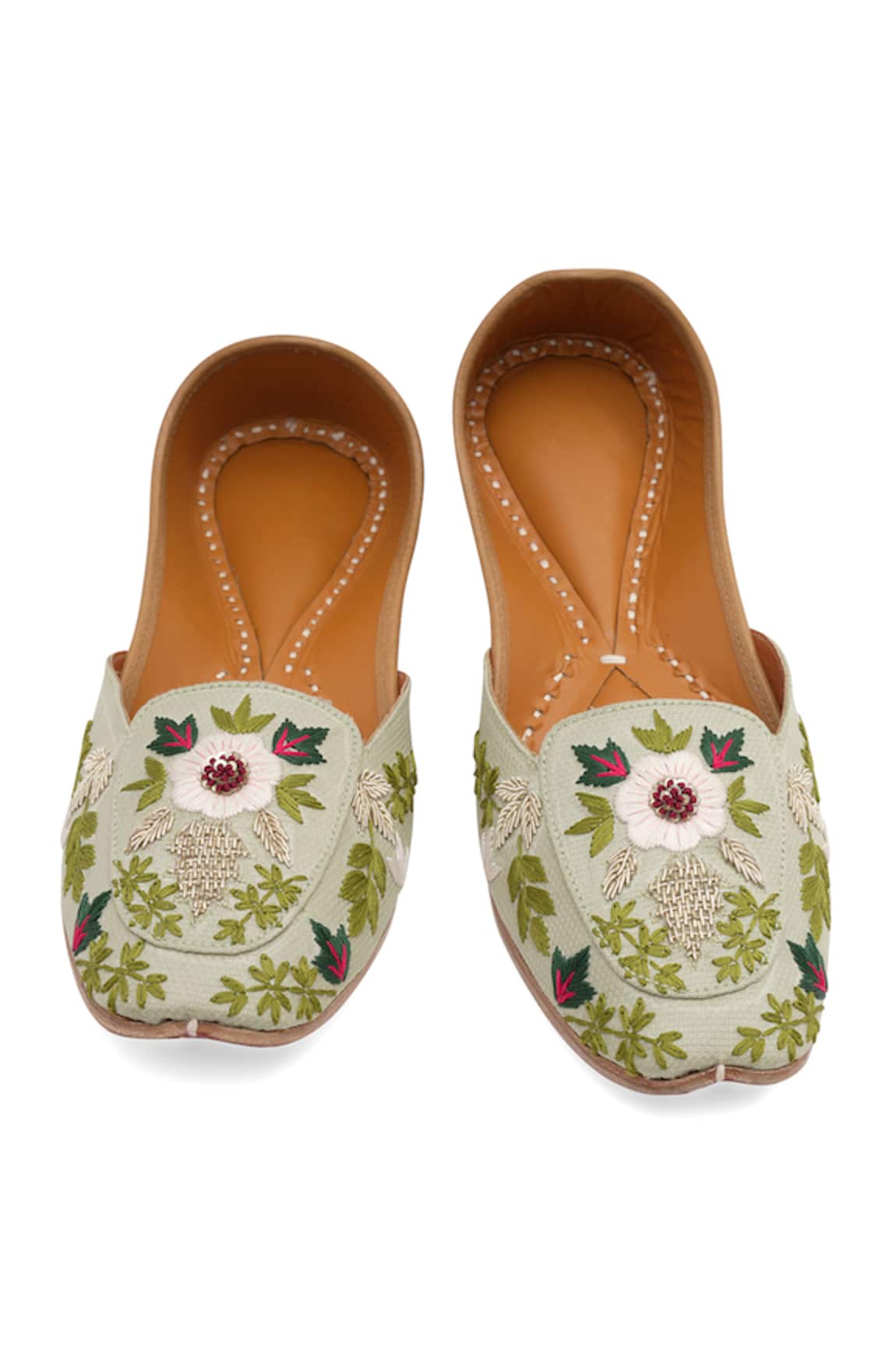 NR By Nidhi Rathi Pista Green Handcrafted Juttis 