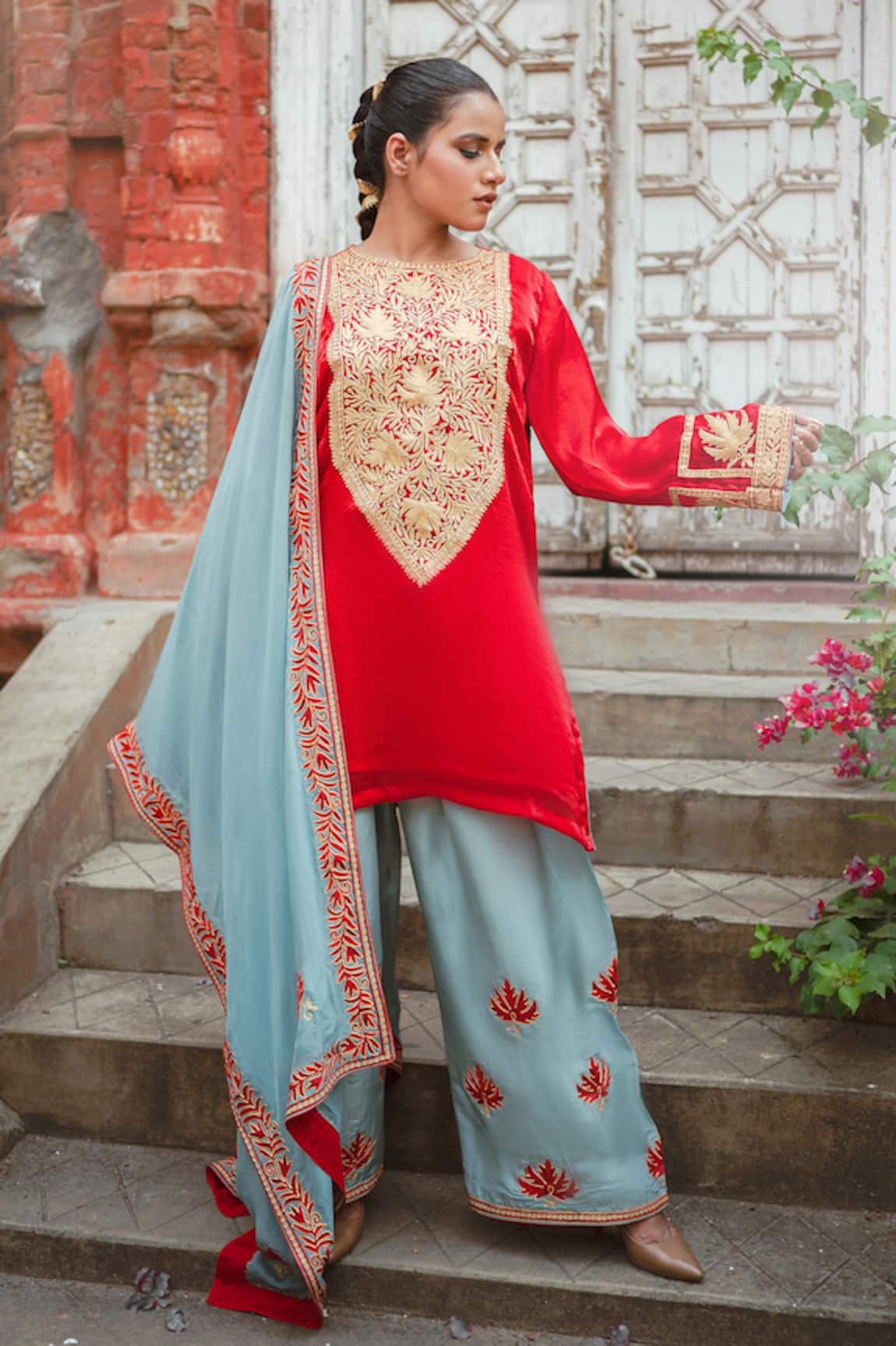 Wazir C Floral Work Kurta Salwar Set 