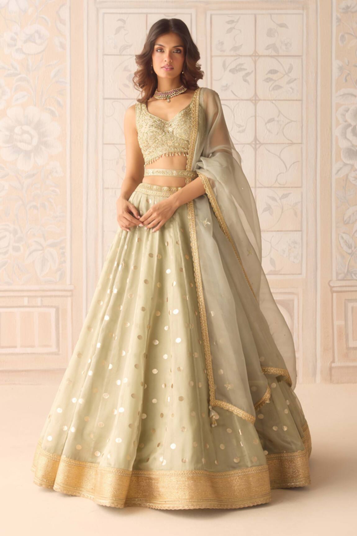 Shyam Narayan Prasad Polka Dot Woven Lehenga Set 