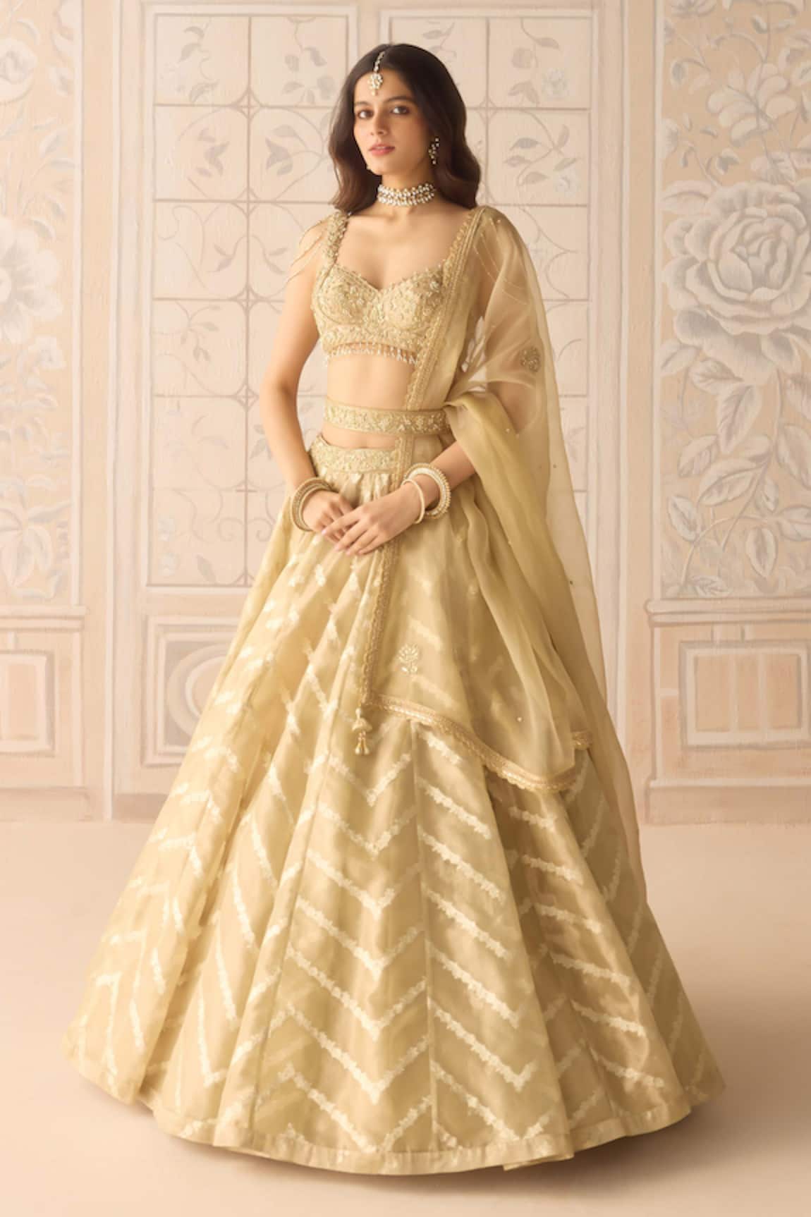 Shyam Narayan Prasad Zig Zag Woven Lehenga Set 