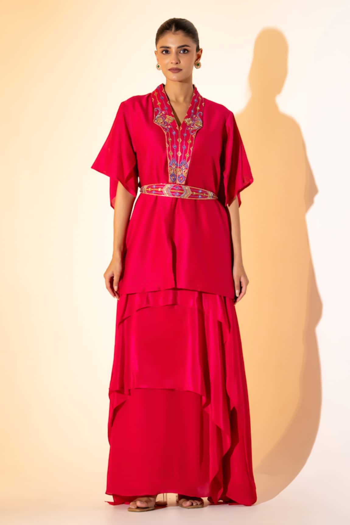 K-Anshika Embroidered Top & Skirt Set 