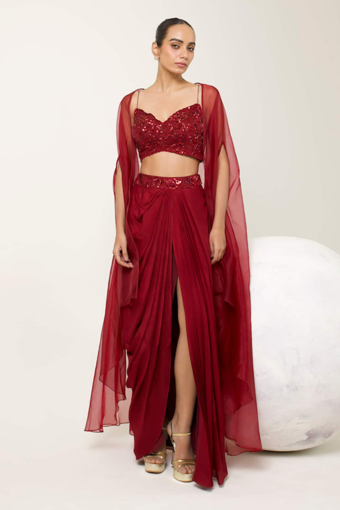 Libas Cafe by Nidhi & Ashish Embroidered Blouse & Dhoti Skirt Set