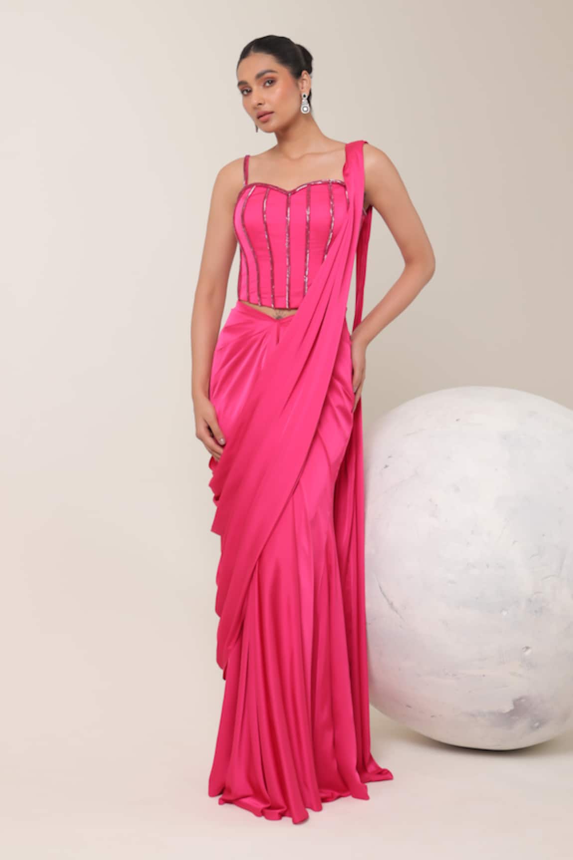 Libas Cafe by Nidhi & Ashish Pre-Draped Saree & Corset Set 