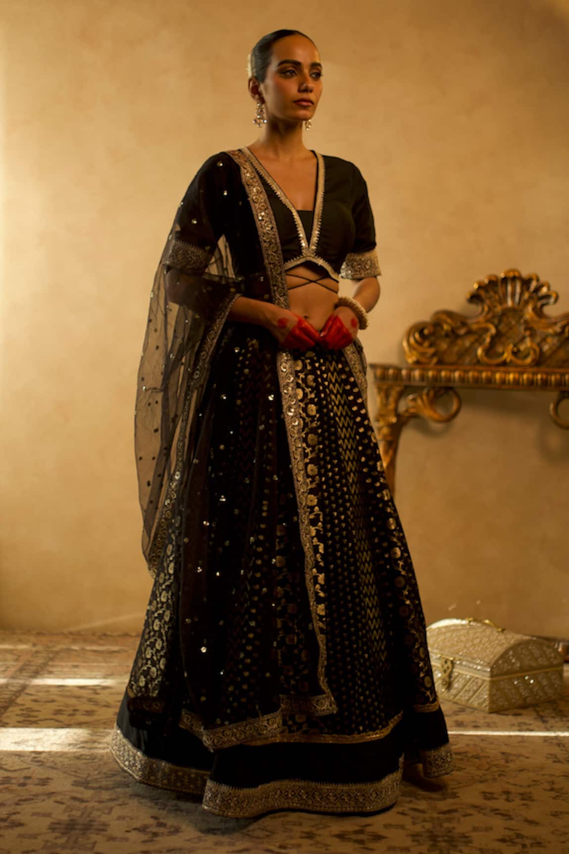 Libas Cafe by Nidhi & Ashish Multi-Pattern Banarasi Lehenga Set