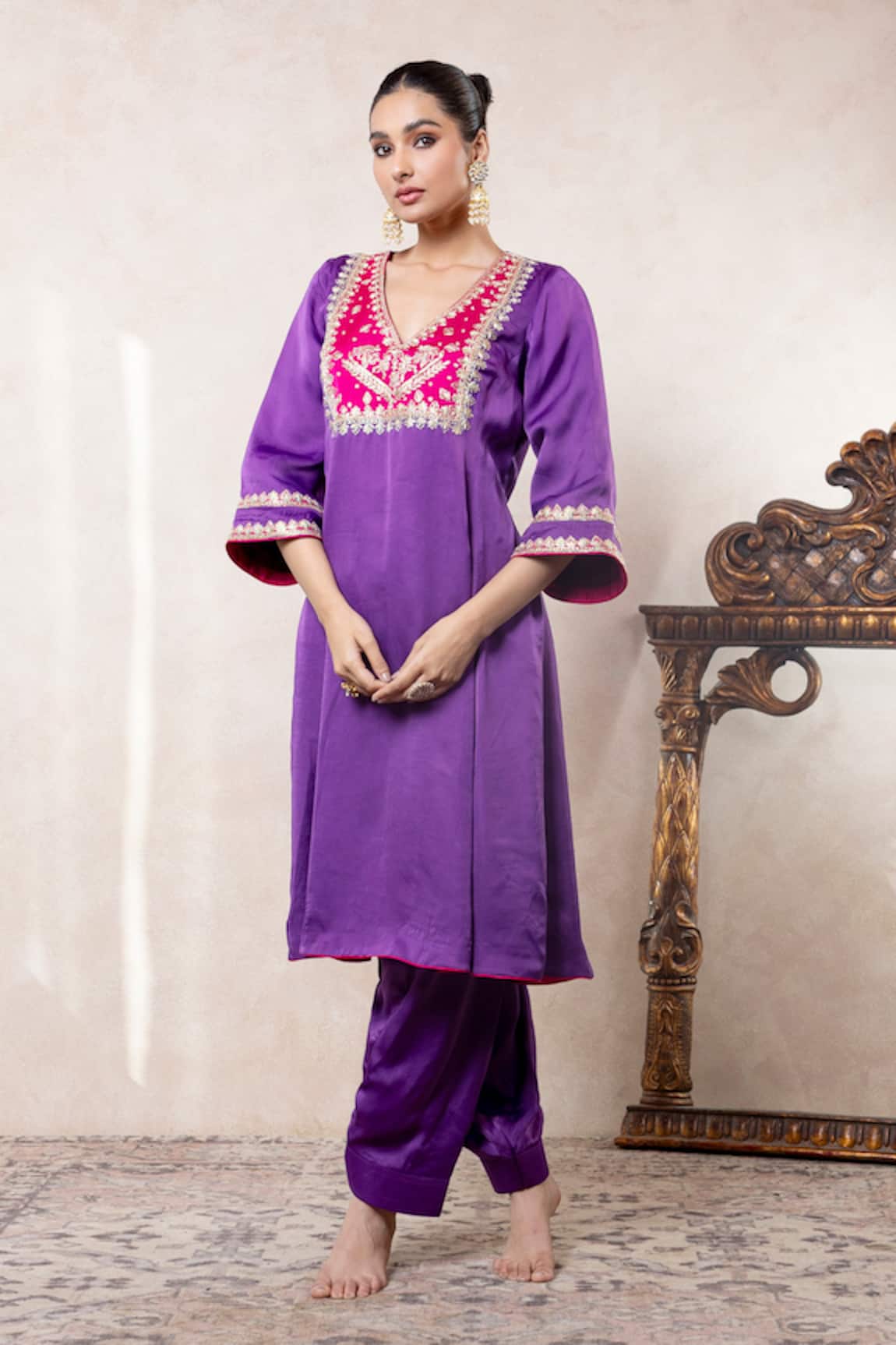 Libas Cafe by Nidhi & Ashish Embroidered Choga Kurta & Salwar Set 