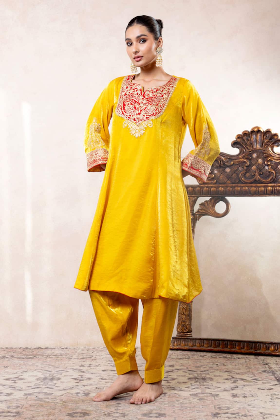 Libas Cafe by Nidhi & Ashish Embroidered Choga Kurta & Salwar Set 