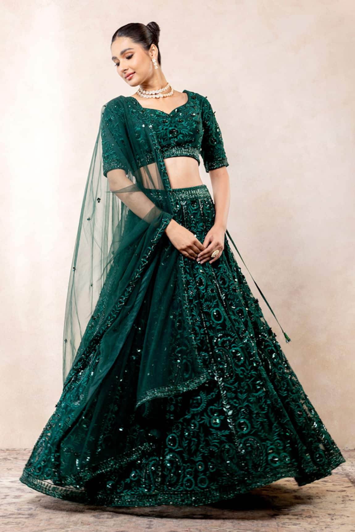 Libas Cafe by Nidhi & Ashish Flower Hand Embroidered Lehenga Set 