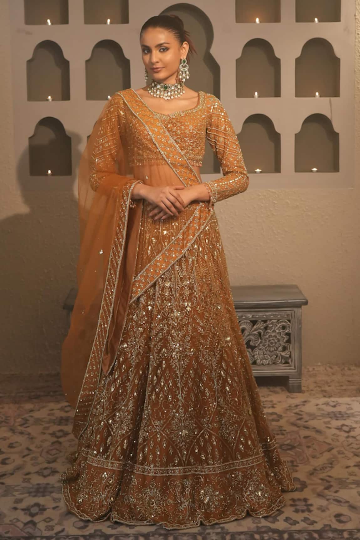 Libas Cafe by Nidhi & Ashish Hand Embroidered Lehenga Set 