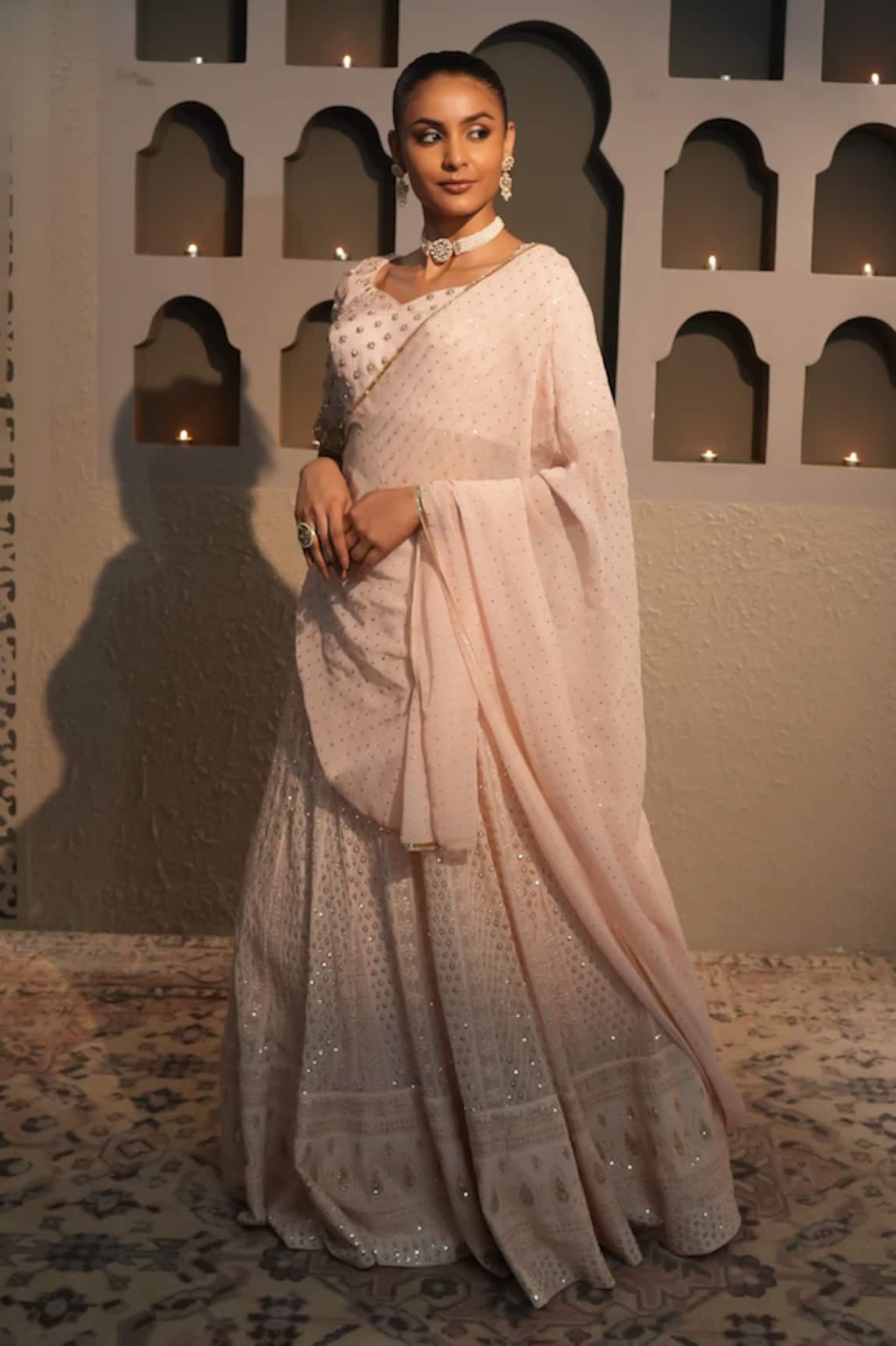 Libas Cafe by Nidhi & Ashish Lucknowi Floral Embroidered Lehenga Set 