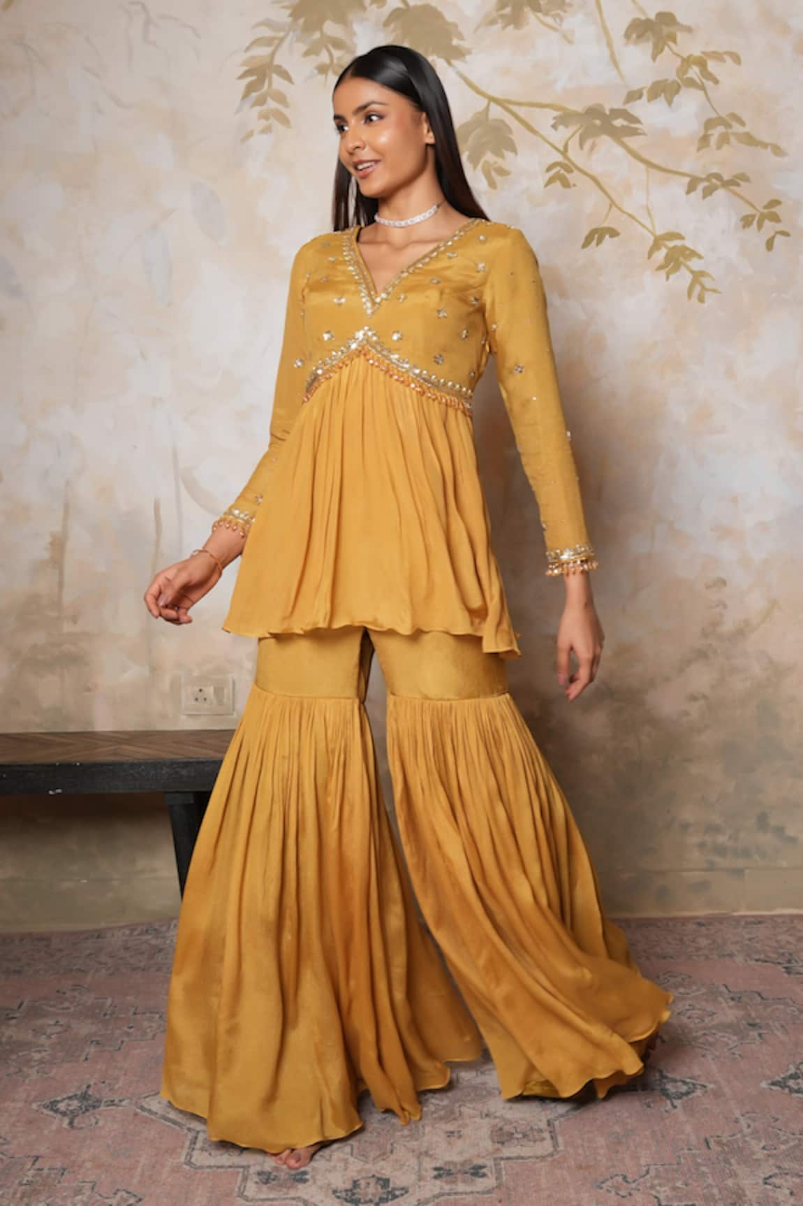 Libas Cafe by Nidhi & Ashish Hand Embroidered Kurta & Gharara Set 