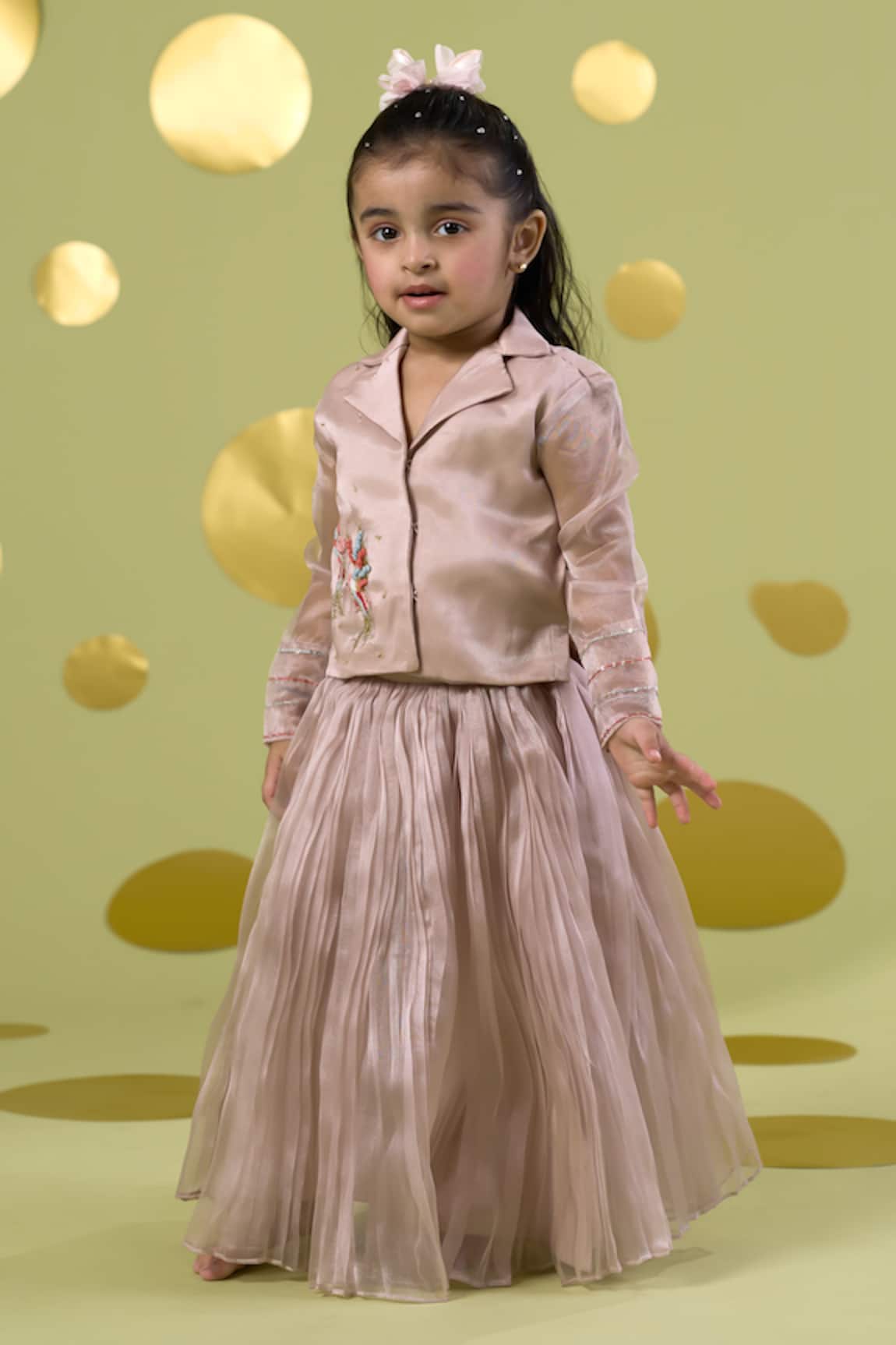 Vivedkids Ivory Bird Embroidered Shirt & Skirt Set 