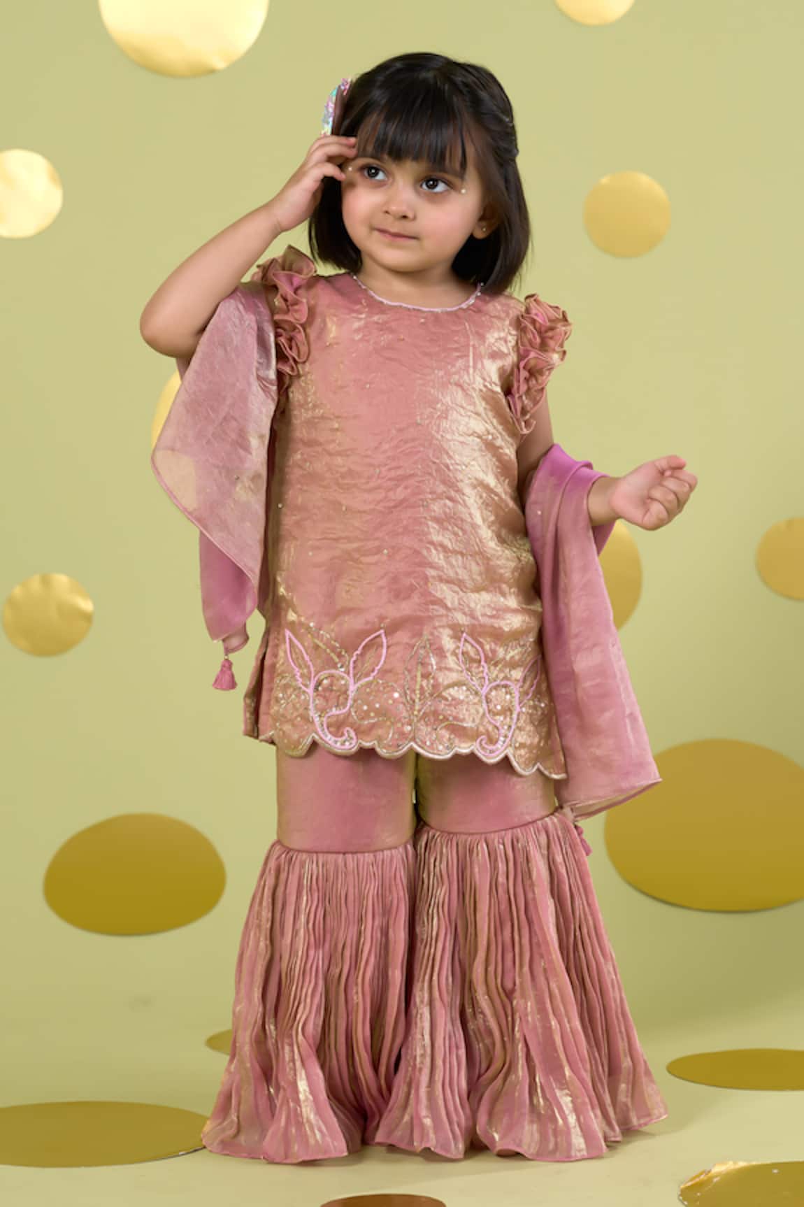Vivedkids Kairi Hand Work Kurta Sharara Set 