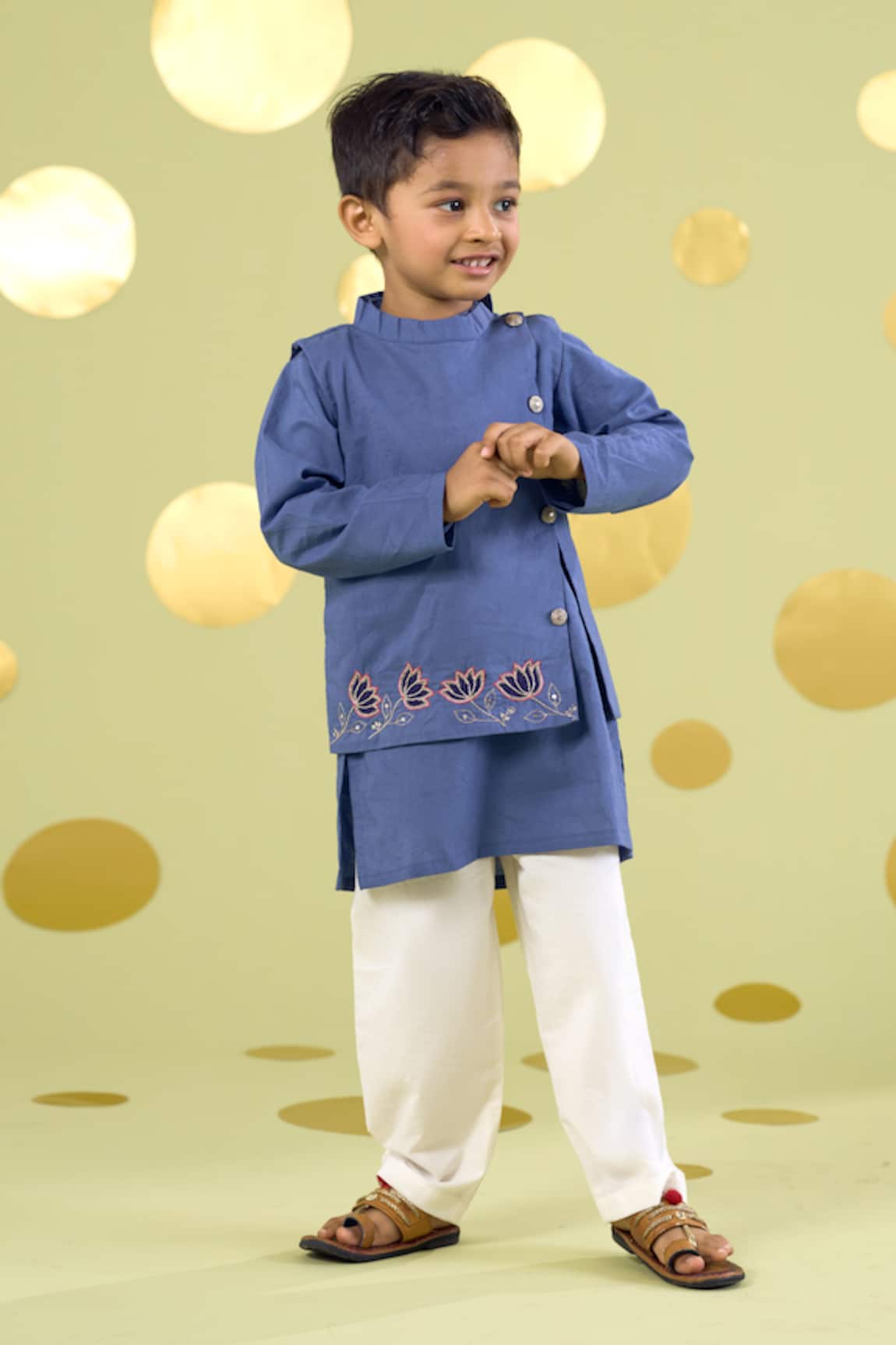 Vivedkids Blue Lotus Bundi & Kurta Set 