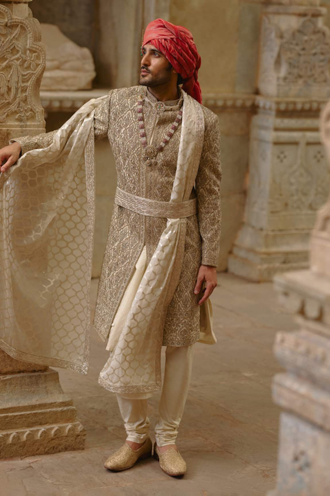 Nitika Gujral Floral Jaal Work Sherwani Set 