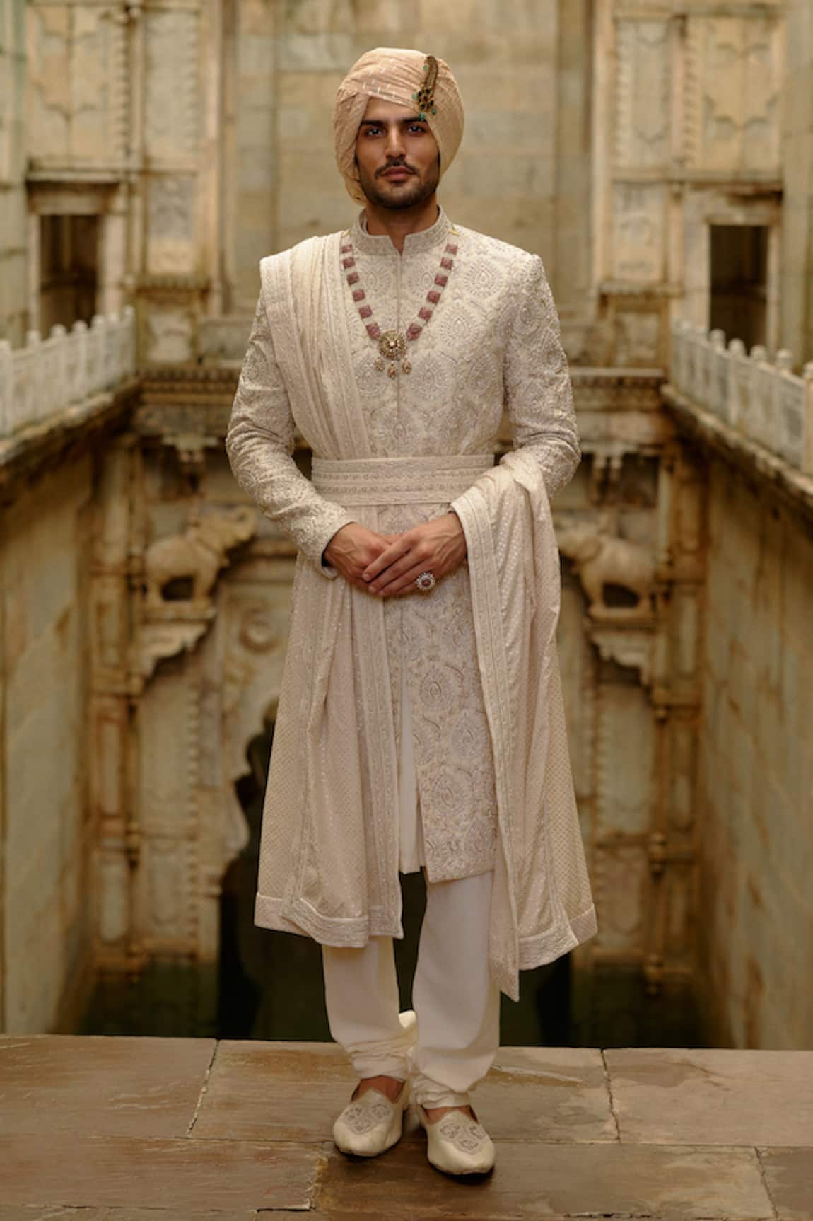Nitika Gujral Motif Embroidered Sherwani Set 