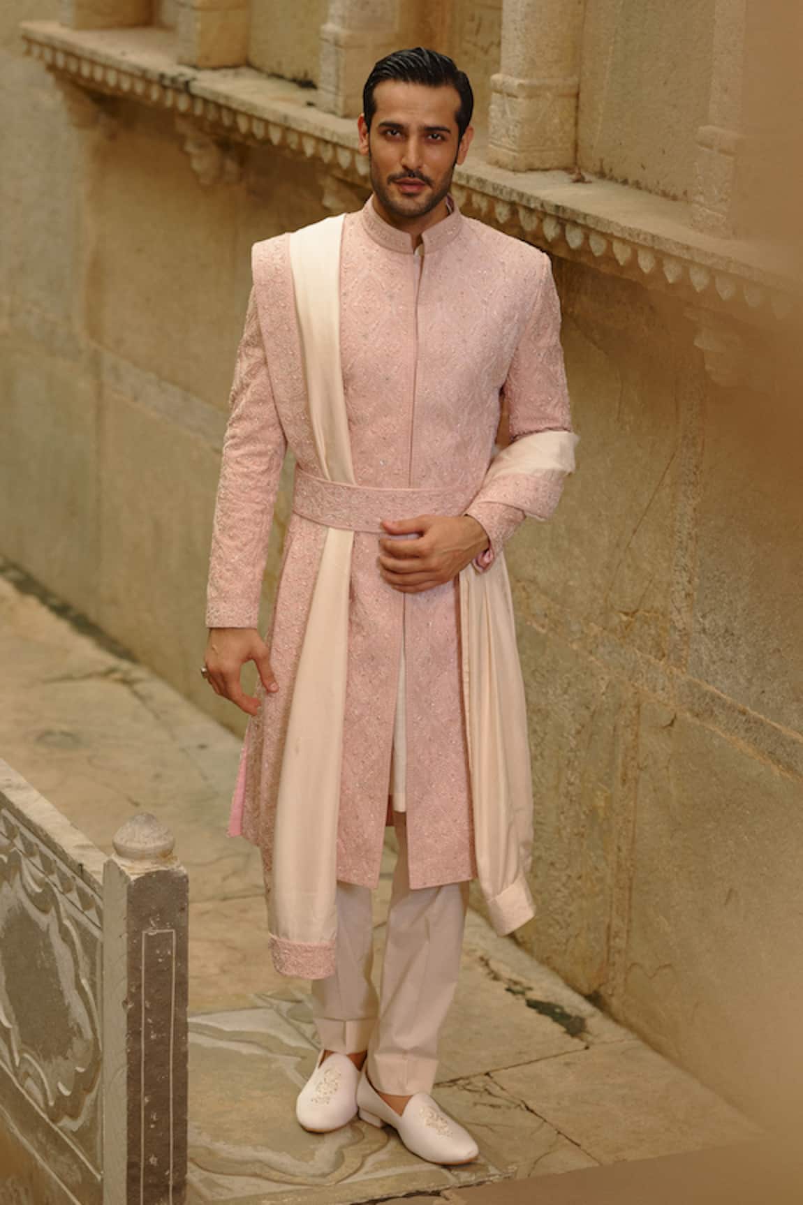 Nitika Gujral Motif Embroidered Sherwani Set 