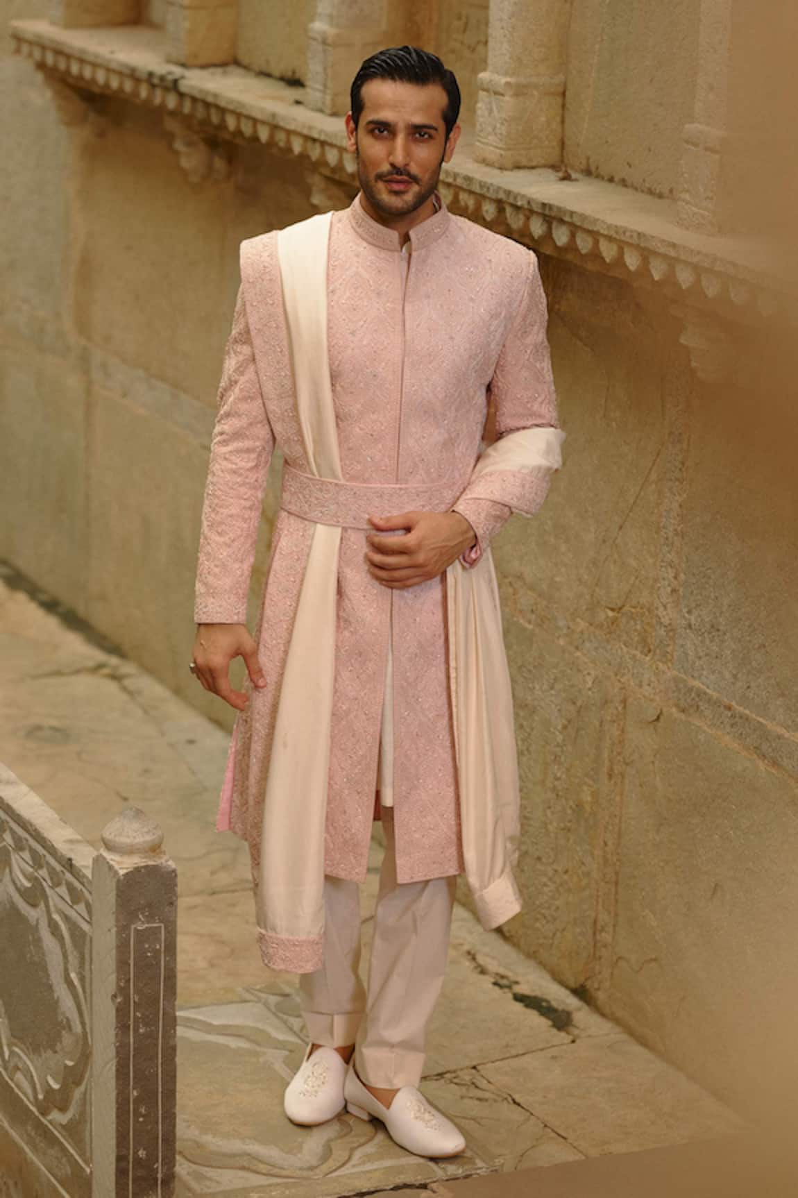 Nitika Gujral Motif Embroidered Sherwani Set 