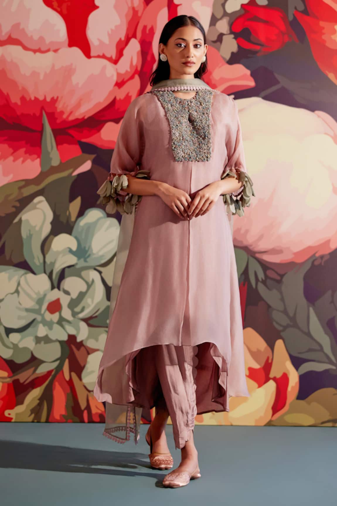 Parul And Preyanka Taabi Embroidered Kaftan Kurta Set 