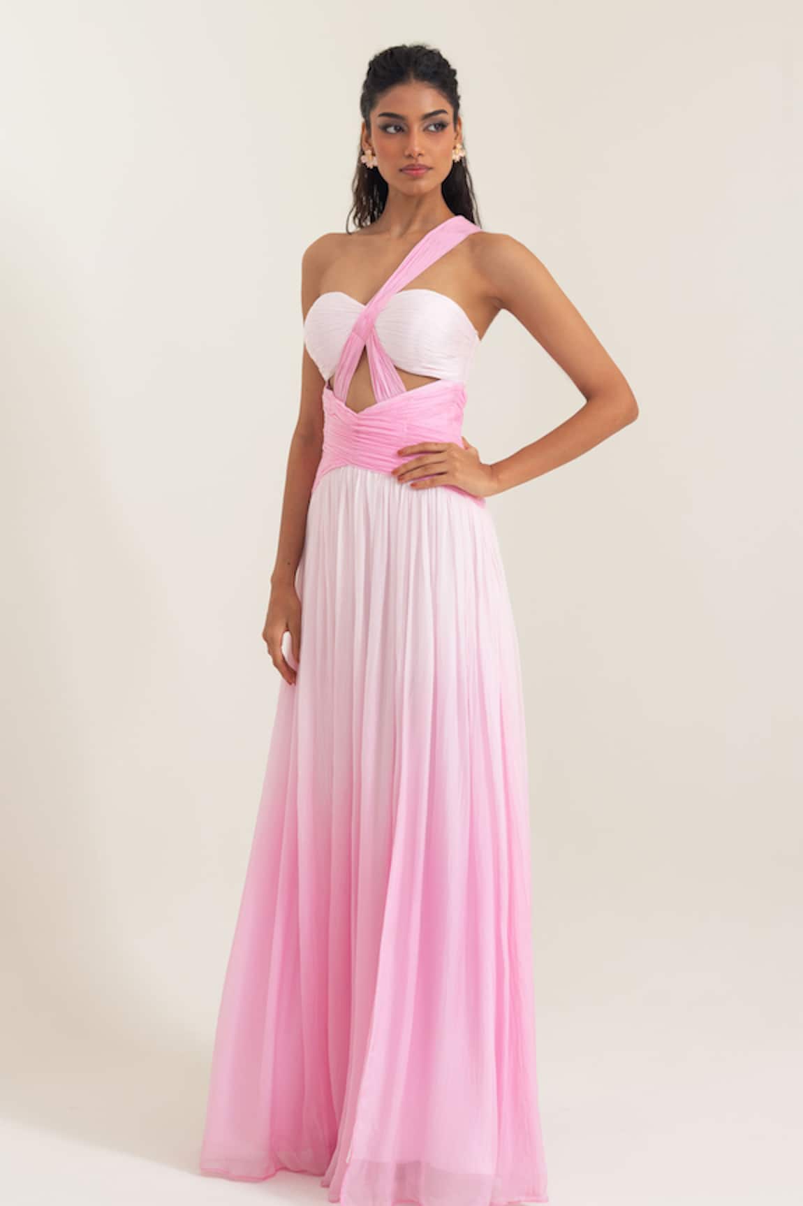 Pinup By Astha Sicily Ombre Pleated Gown 