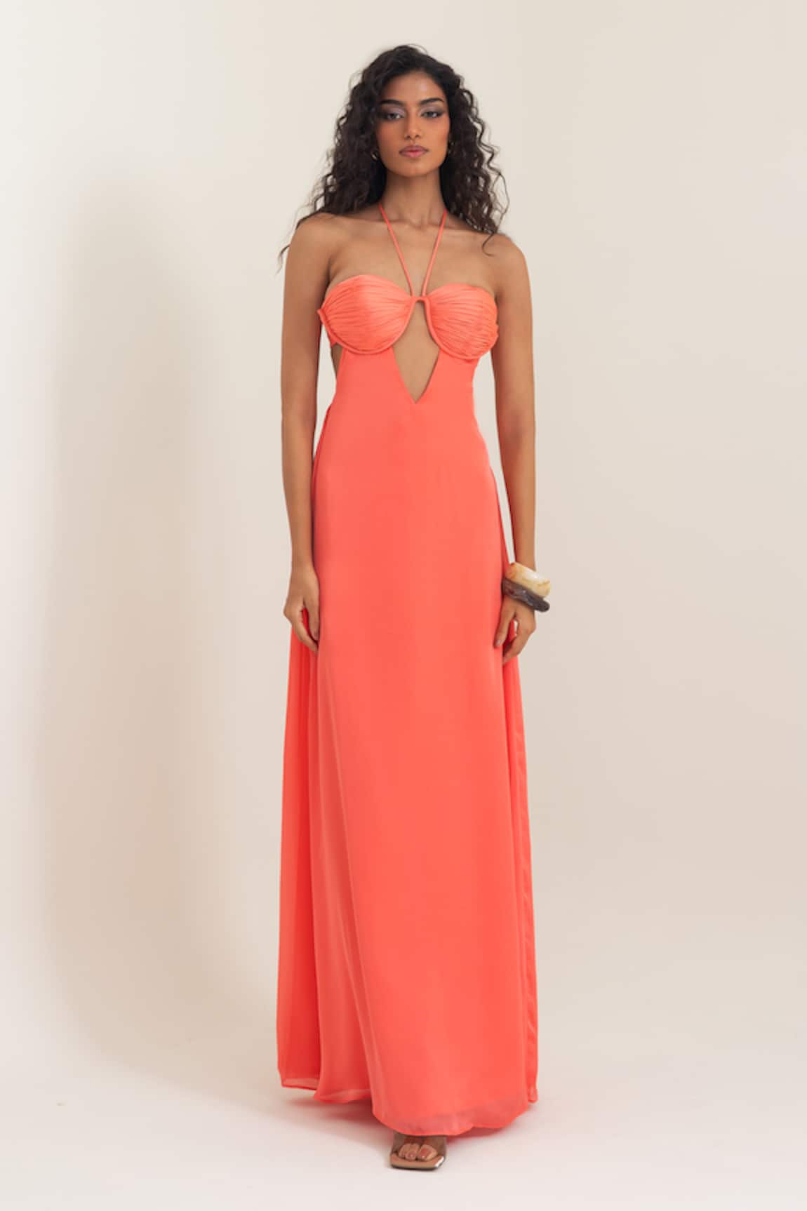 Pinup By Astha Aeolian Satin Georgette Gown 