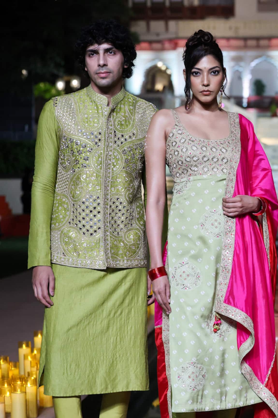 Punit Balana Mirror Work Bundi Kurta Set 