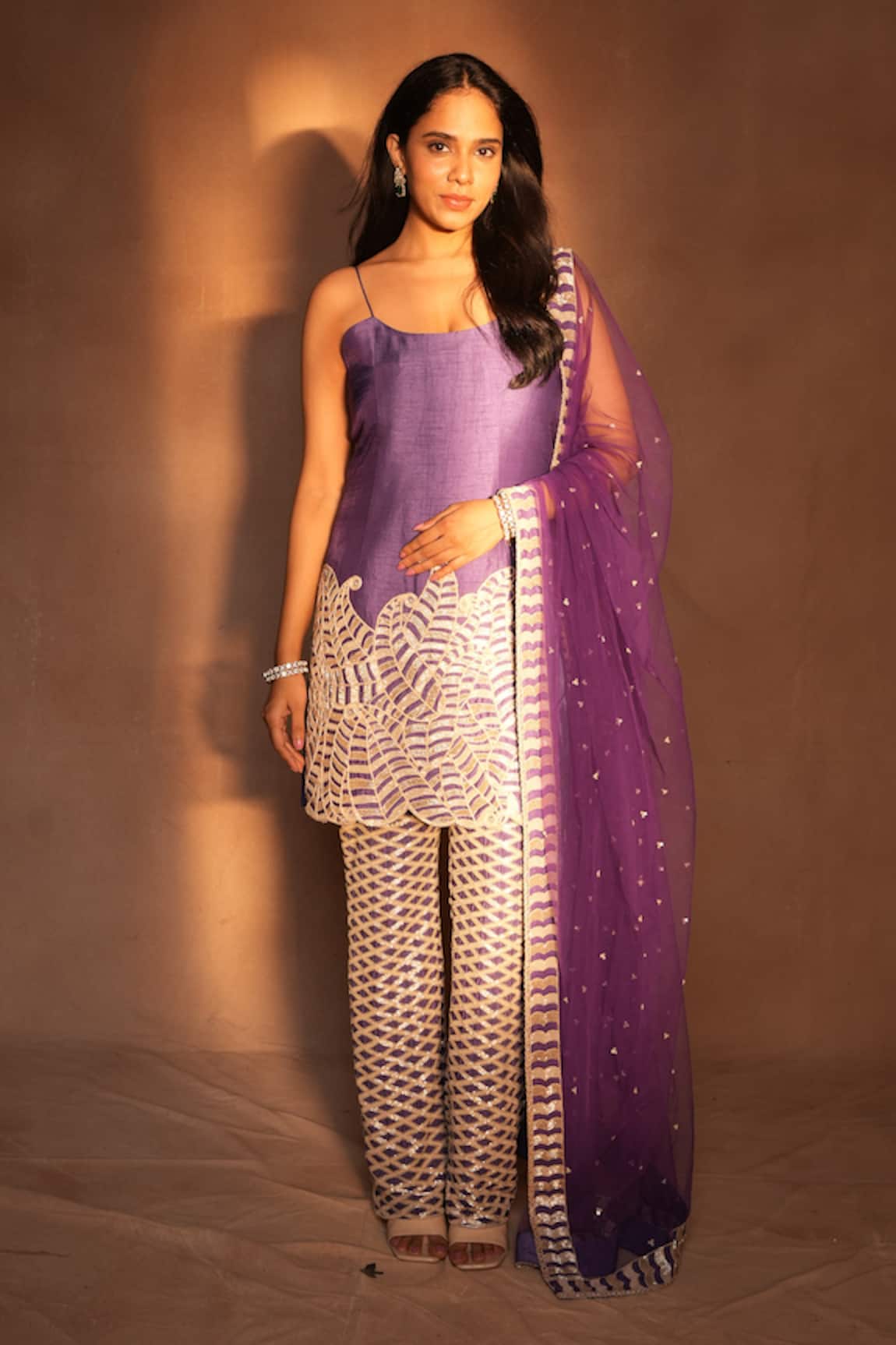 Ashutosh Joshi Abstract Cutwork Kurta Set 