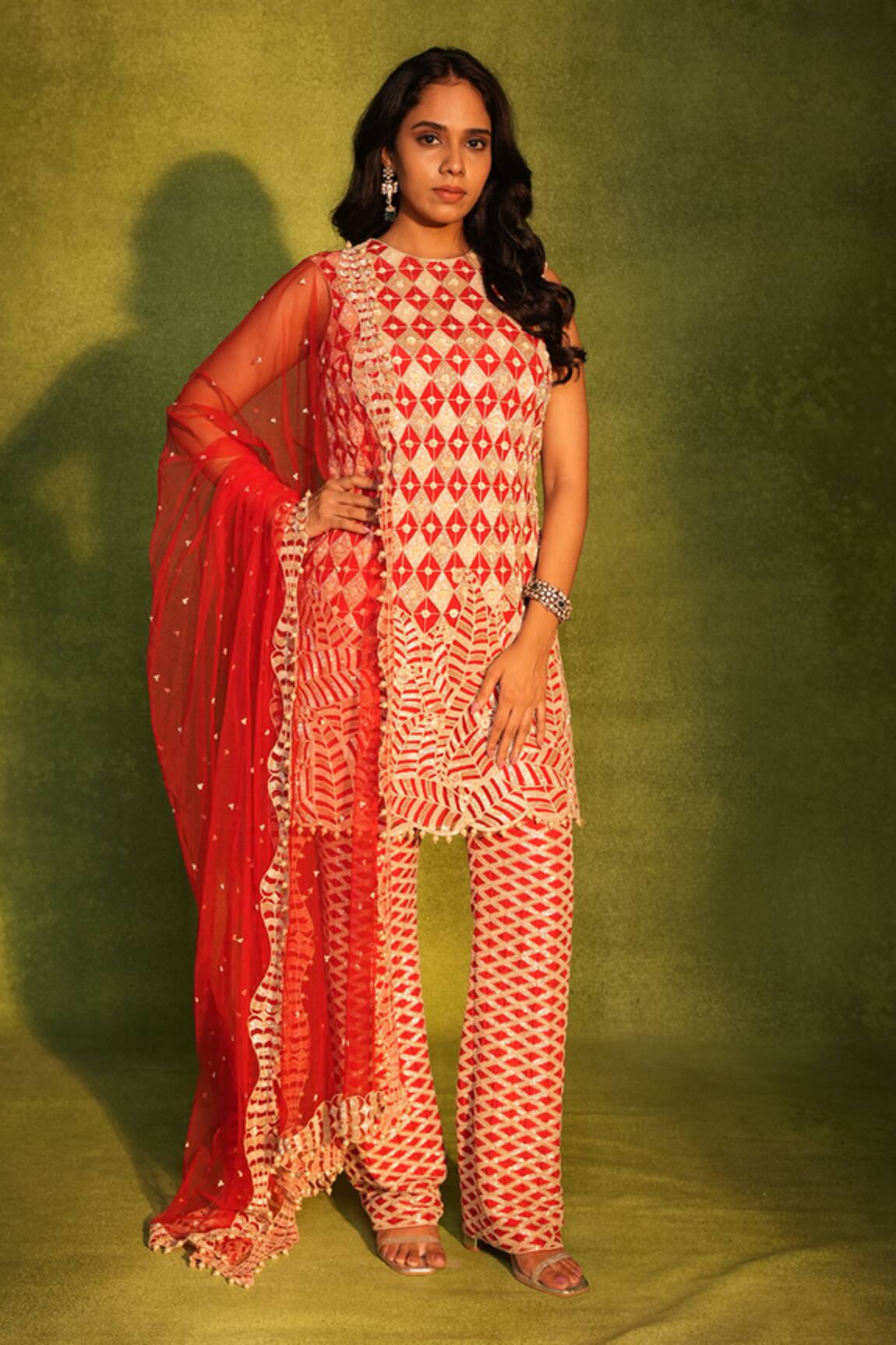 Ashutosh Joshi Abstract Embroidered Kurta Set 