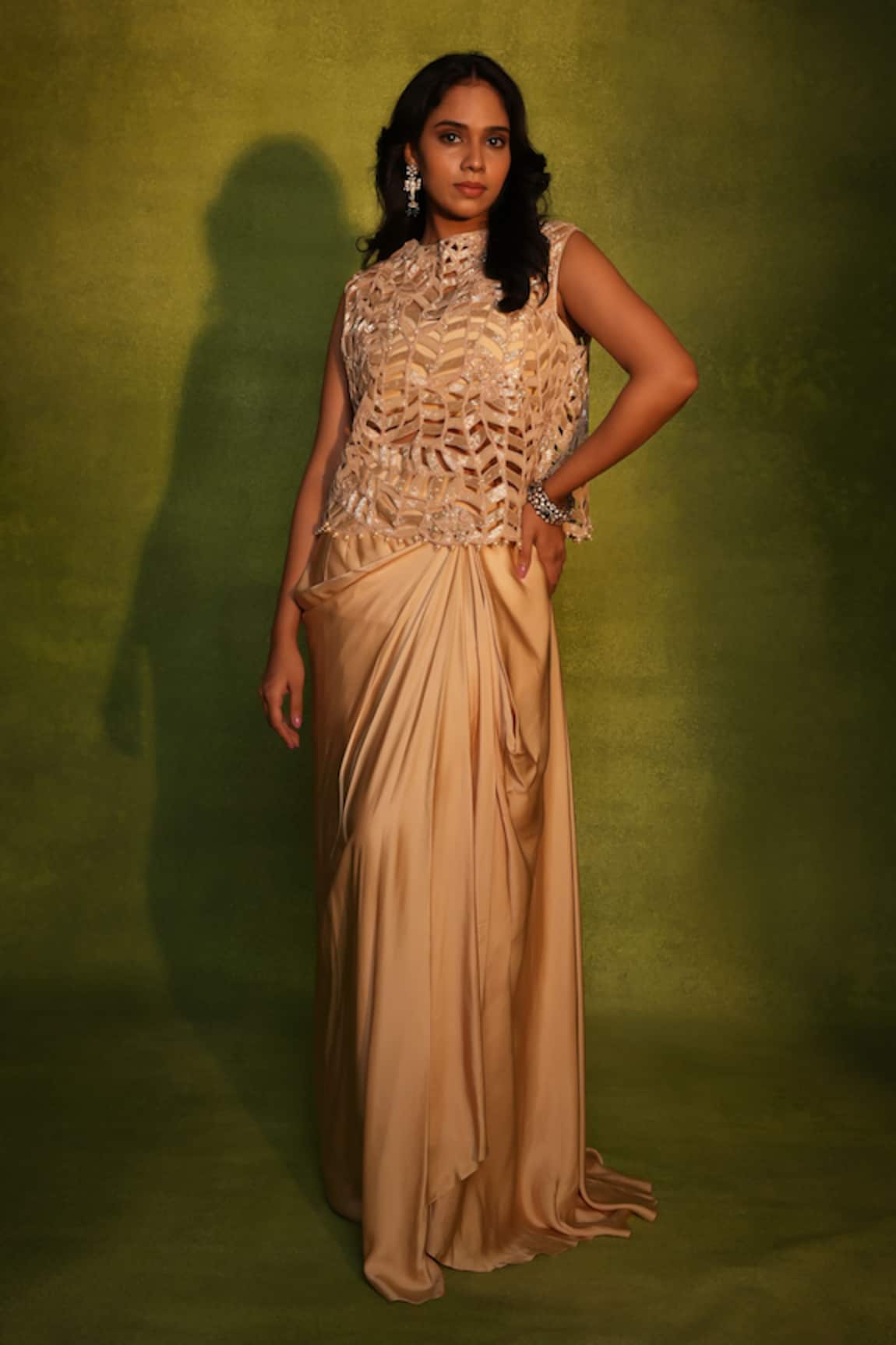 Ashutosh Joshi Abstract Embroidered Top & Skirt Set 