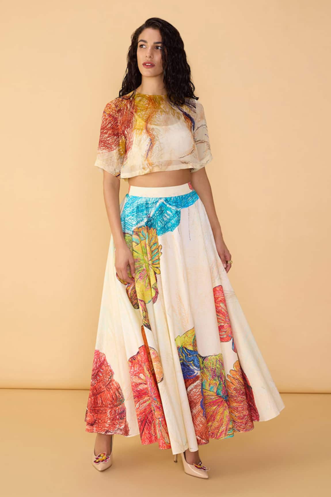 Saaksha & Kinni Daisy Scribble Dracy Printed Skirt