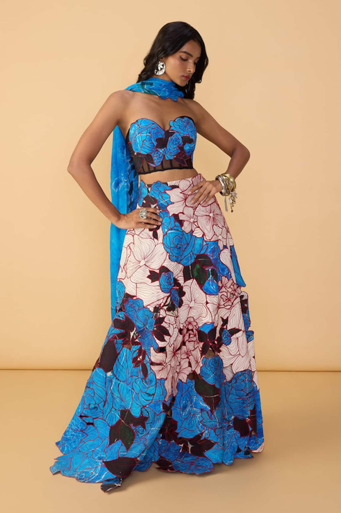 Saaksha & Kinni Sachi Rose Print Lehenga 