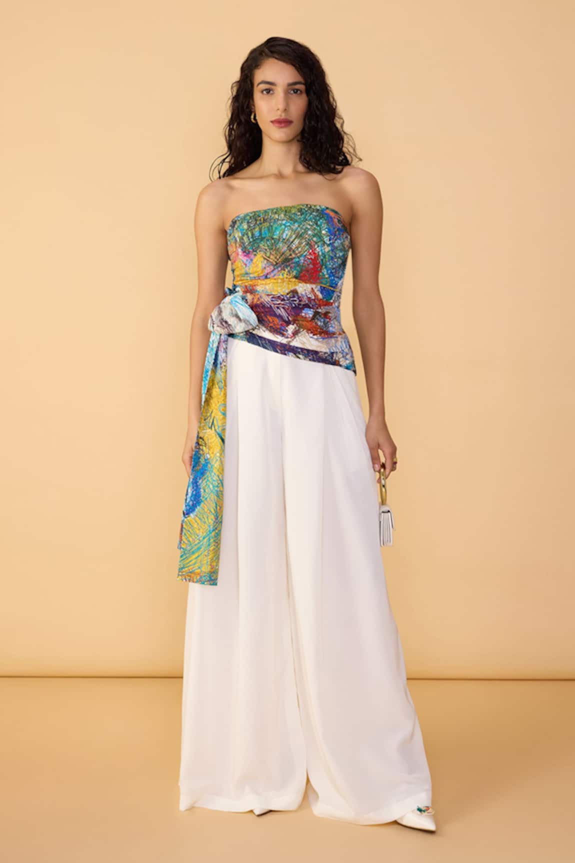 Saaksha & Kinni Solid White Saylor Palazzo 
