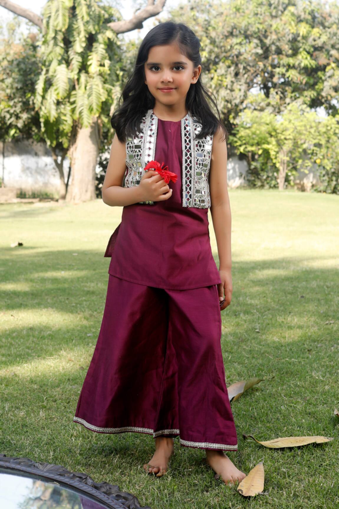 Snuggleme Mirror Work Kurta With Flared Pant 