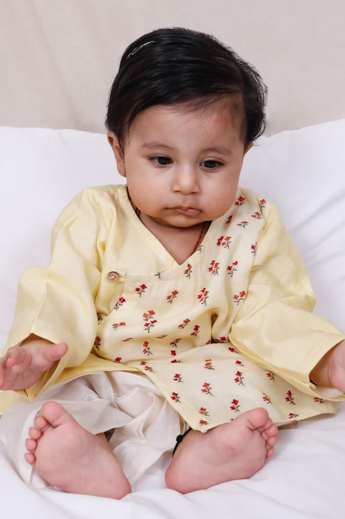Snuggleme Rose Bud Embroidered Angrakha Kurta & Dhoti Pant Set 