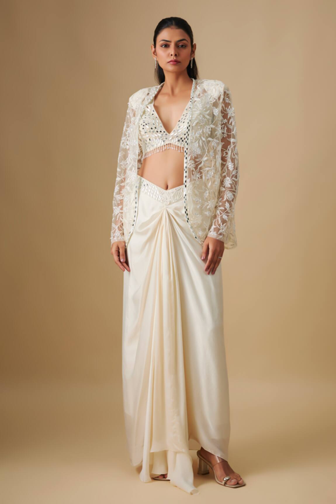Asaga Waverly Embroidered Cape Skirt Set 