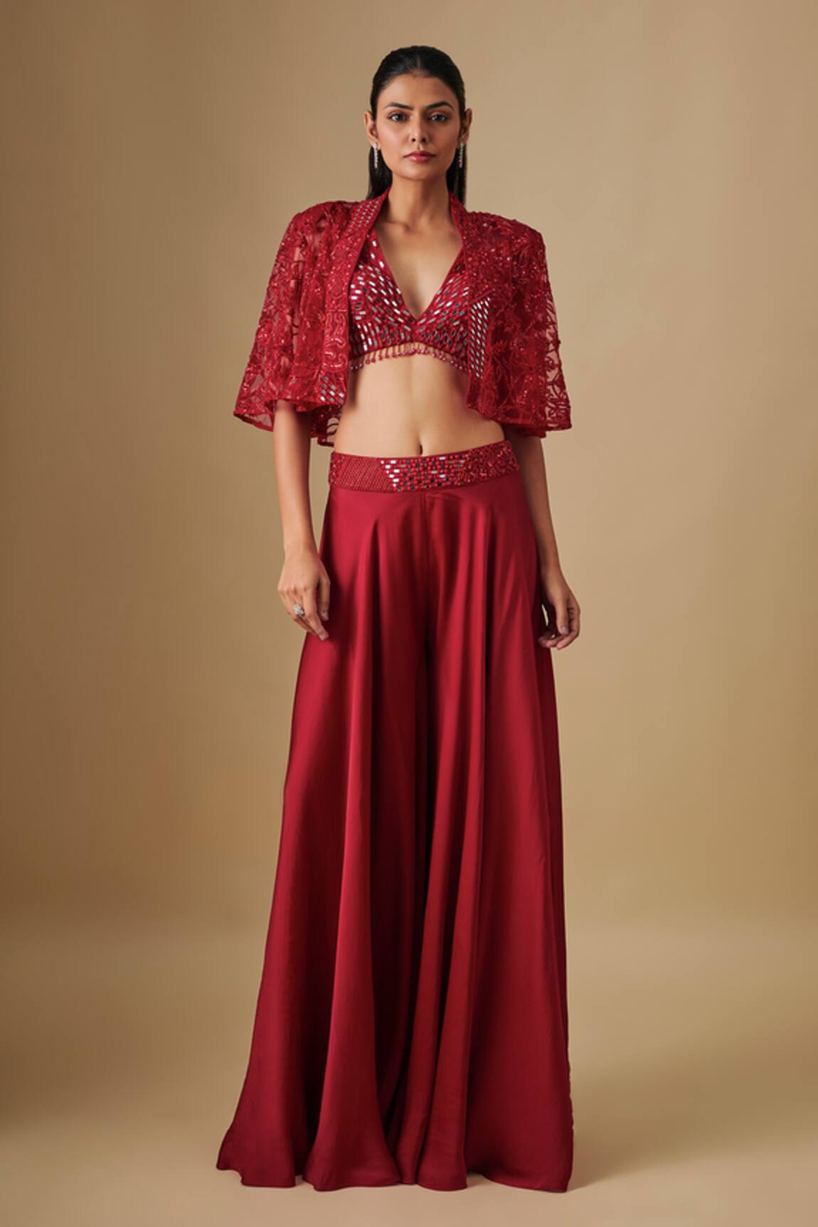 Asaga Shelly Embroidered Cape Sharara Set 
