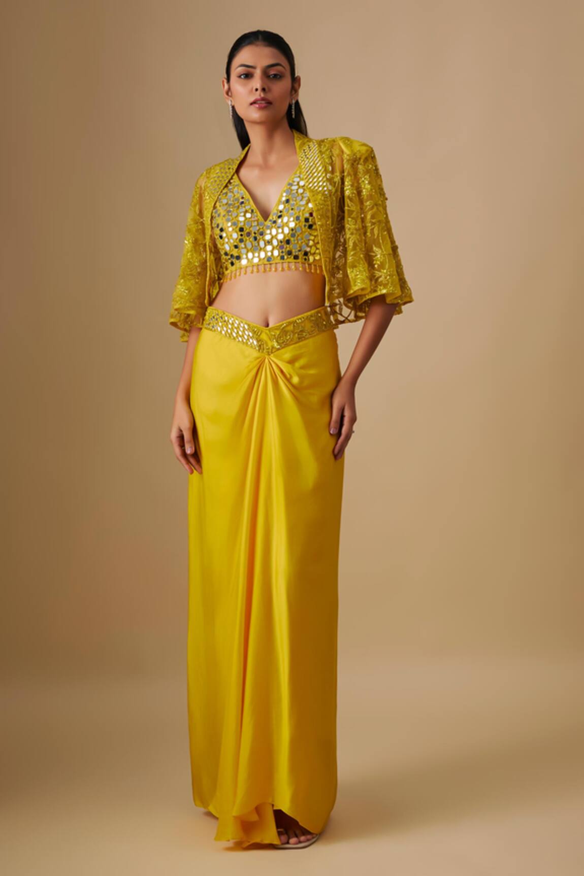 Asaga Mistral Mirror Work Cape Skirt Set 