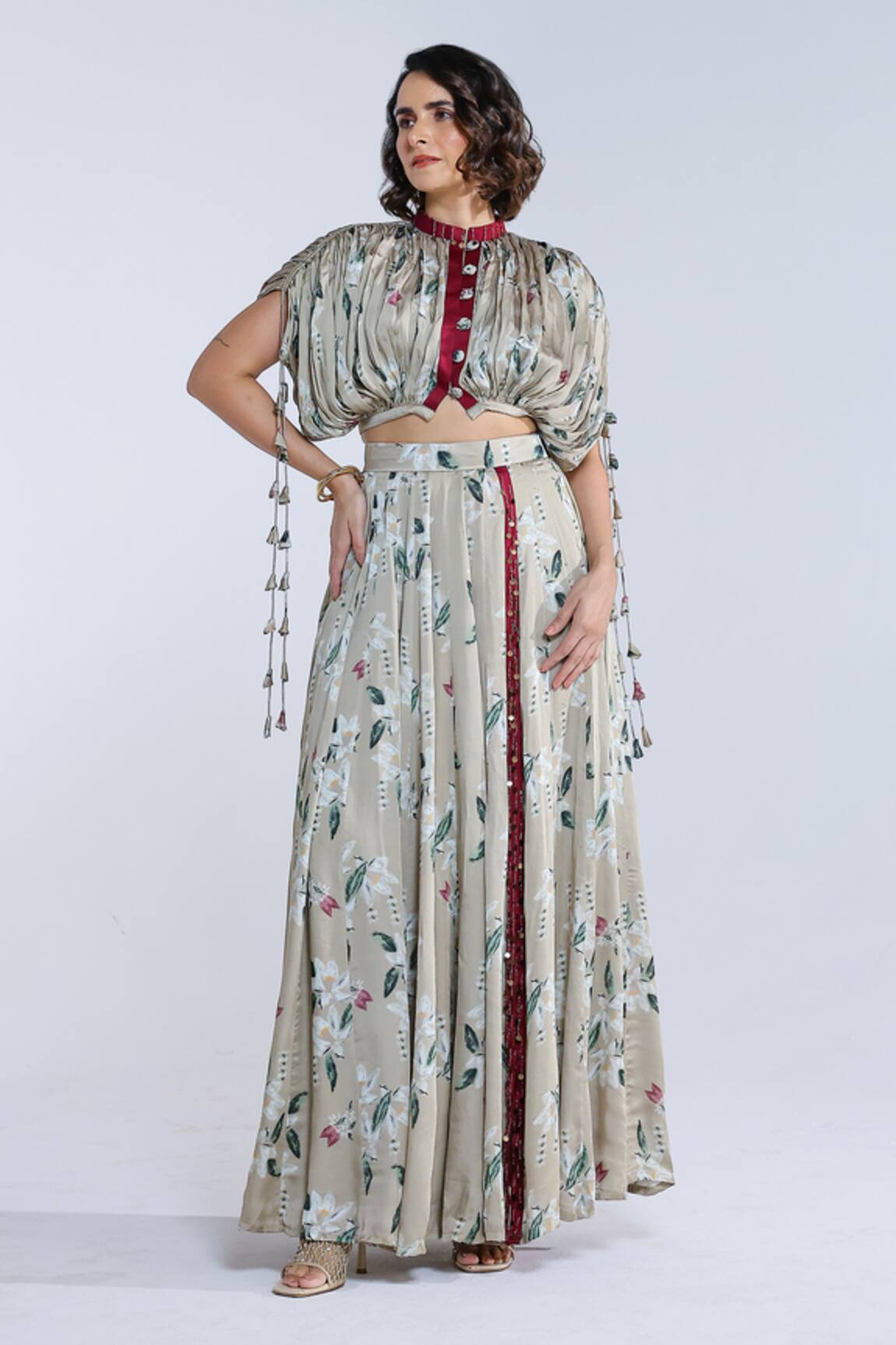 Studio Surbhi Floral Pattern Jacket & Skirt Set 