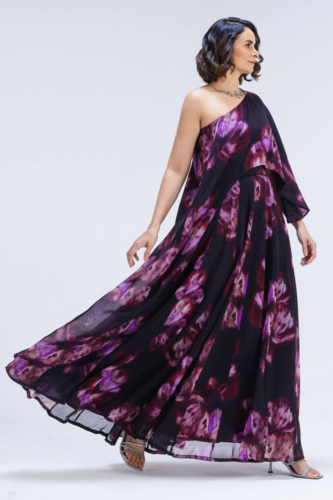 Studio Surbhi Organza One Shoulder Top & Skirt Set 