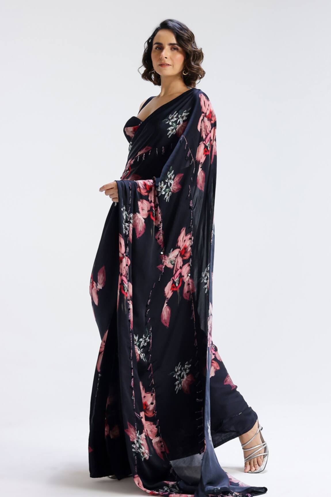 Studio Surbhi Flower Pattern Pre-Draped Saree With Bustier 