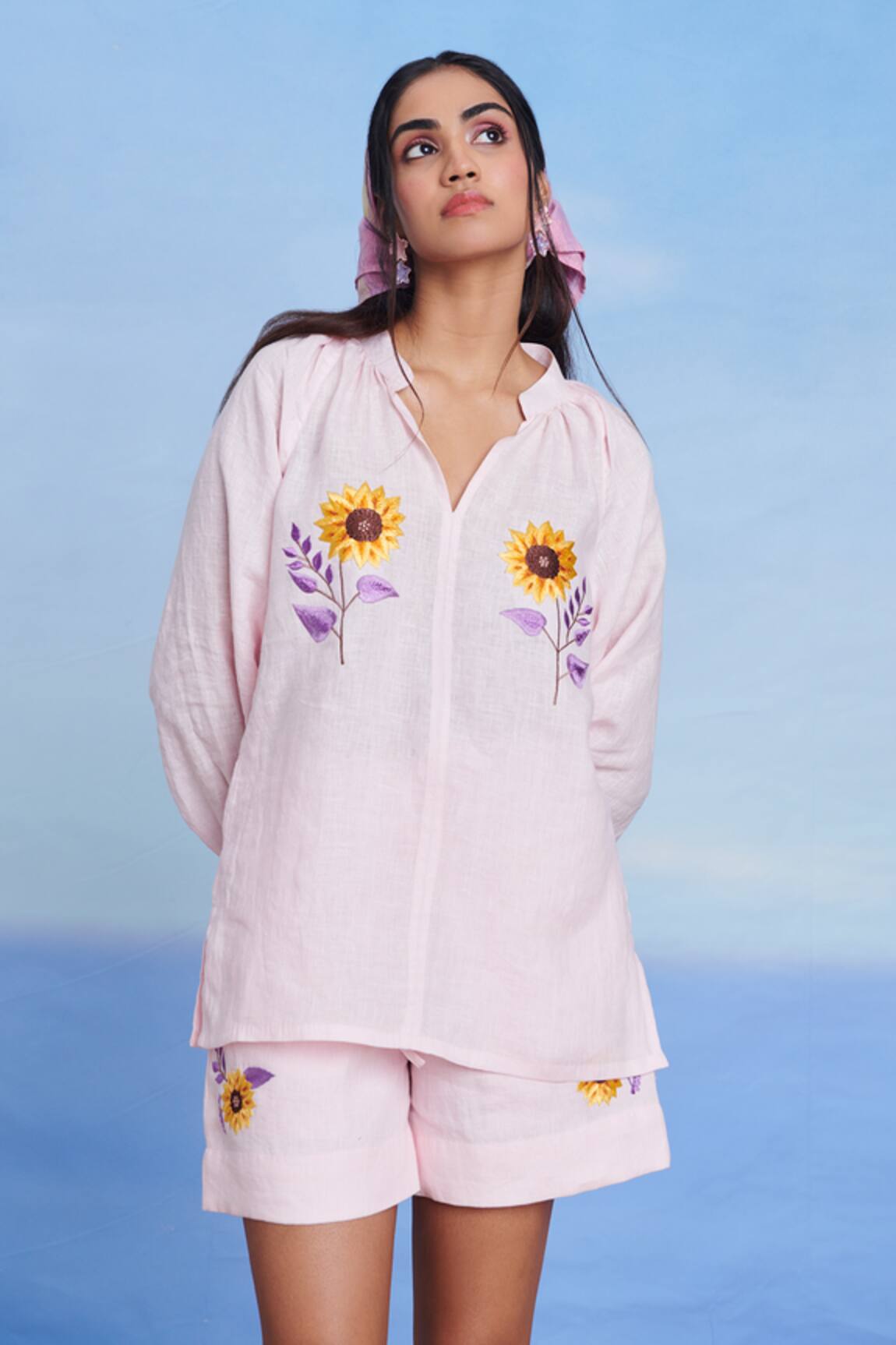 Saphed Fleur Linen Billow Top 