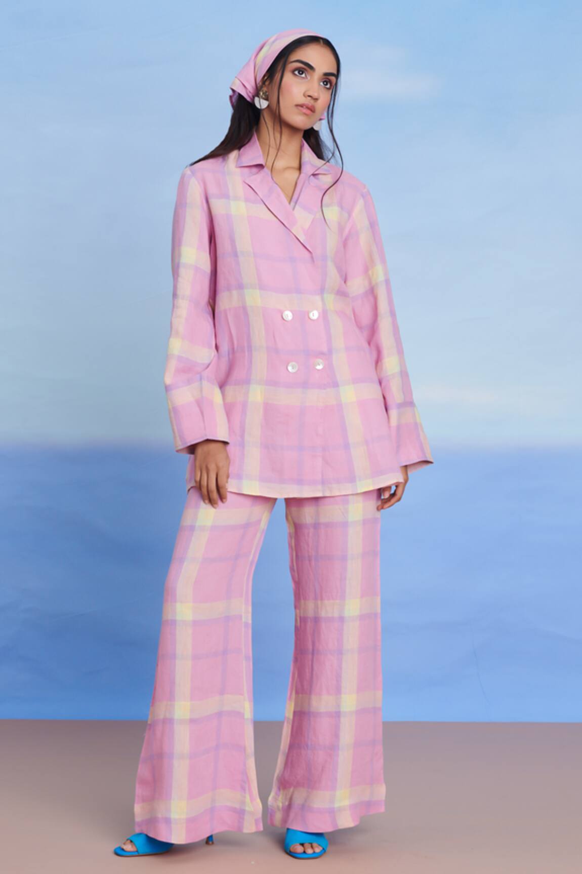 Saphed Cassata Linen Bell Bottom Pant 