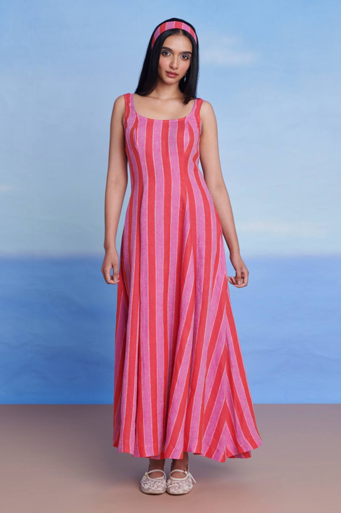 Saphed Amalfi Linen Scoop Neck Dress 