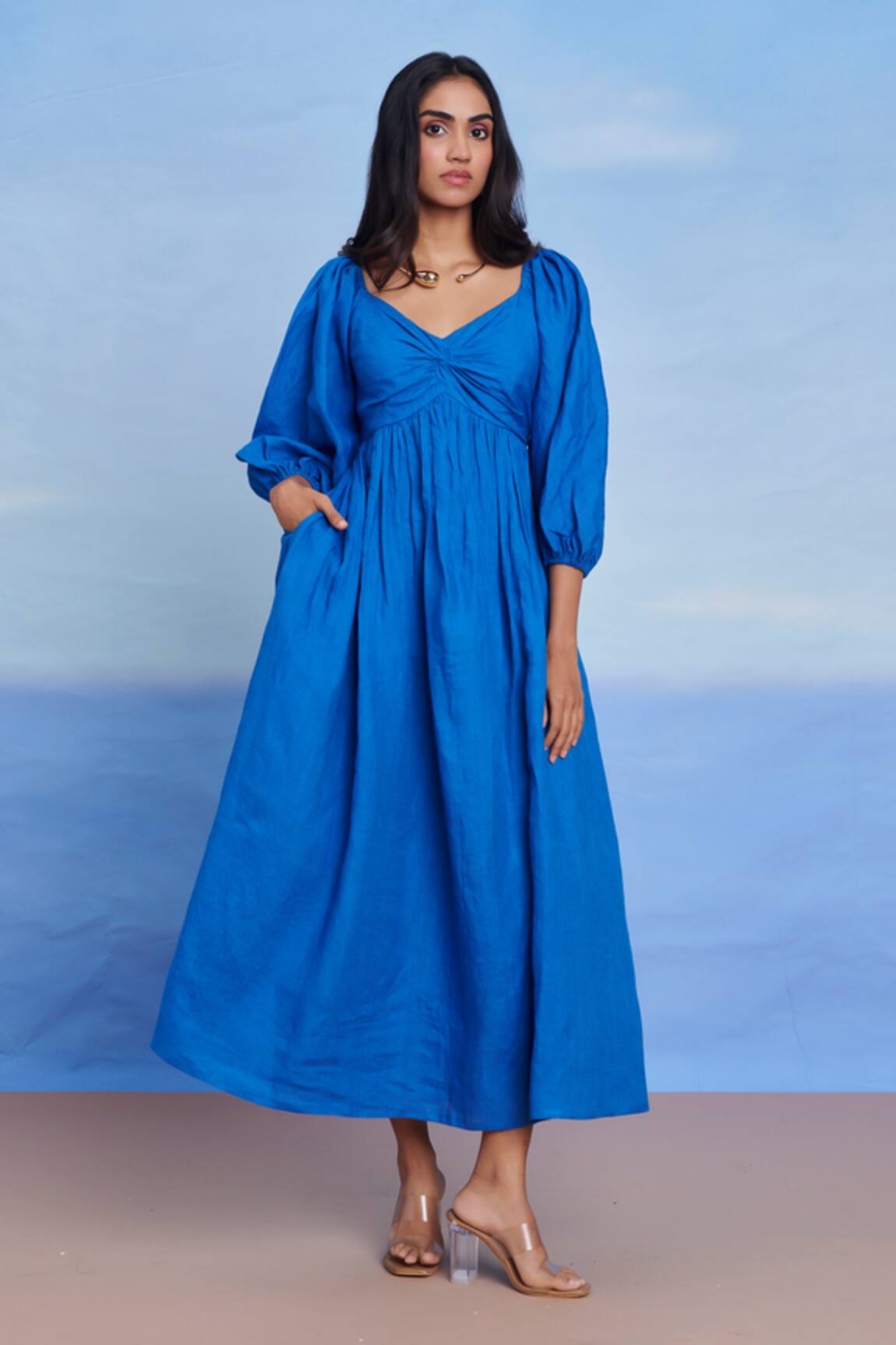 Saphed Santorini Linen Front Twist Dress 