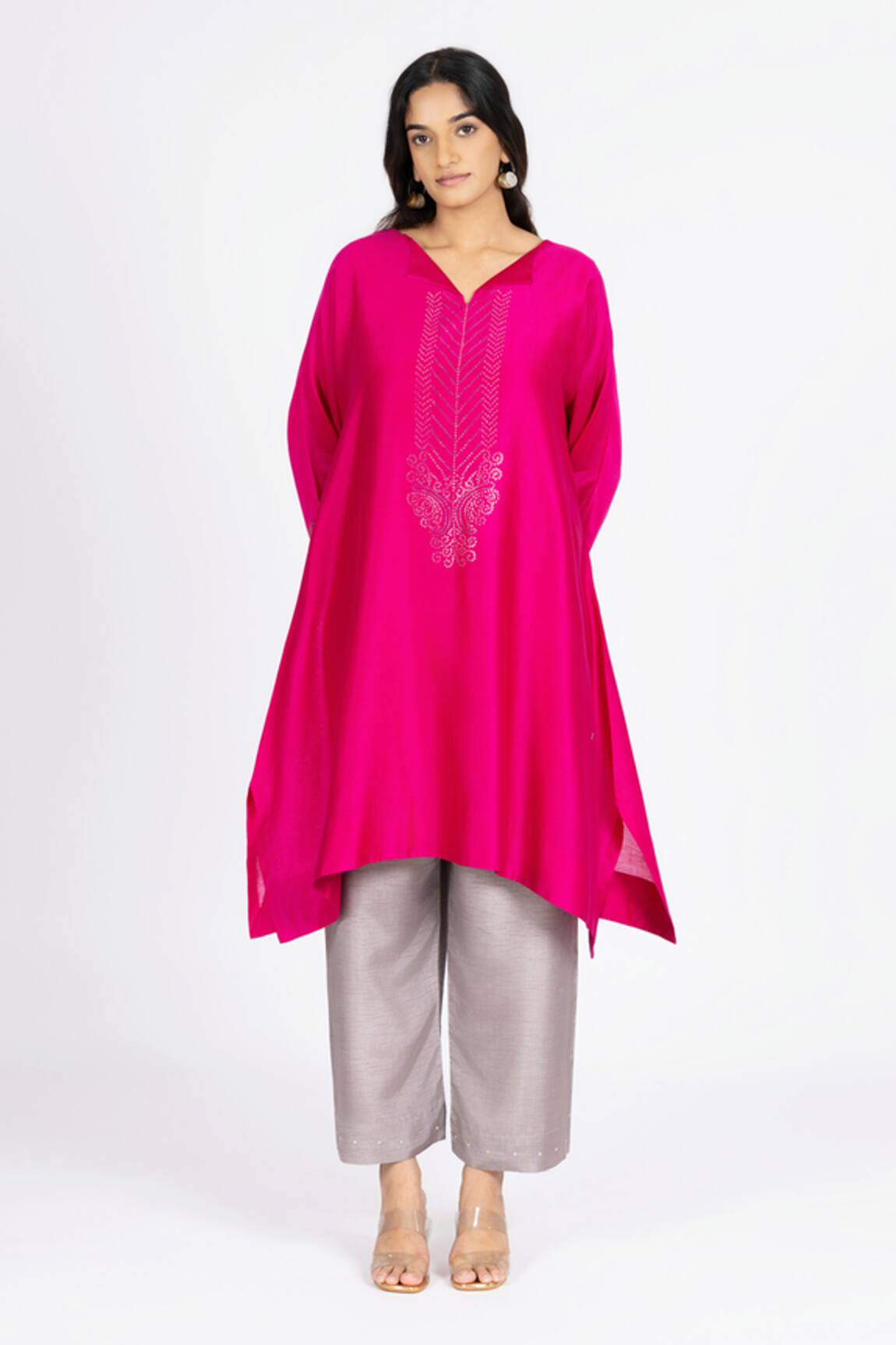 Bhavik Shah Kaamdani Placket Embellished Kimono Kurta Set