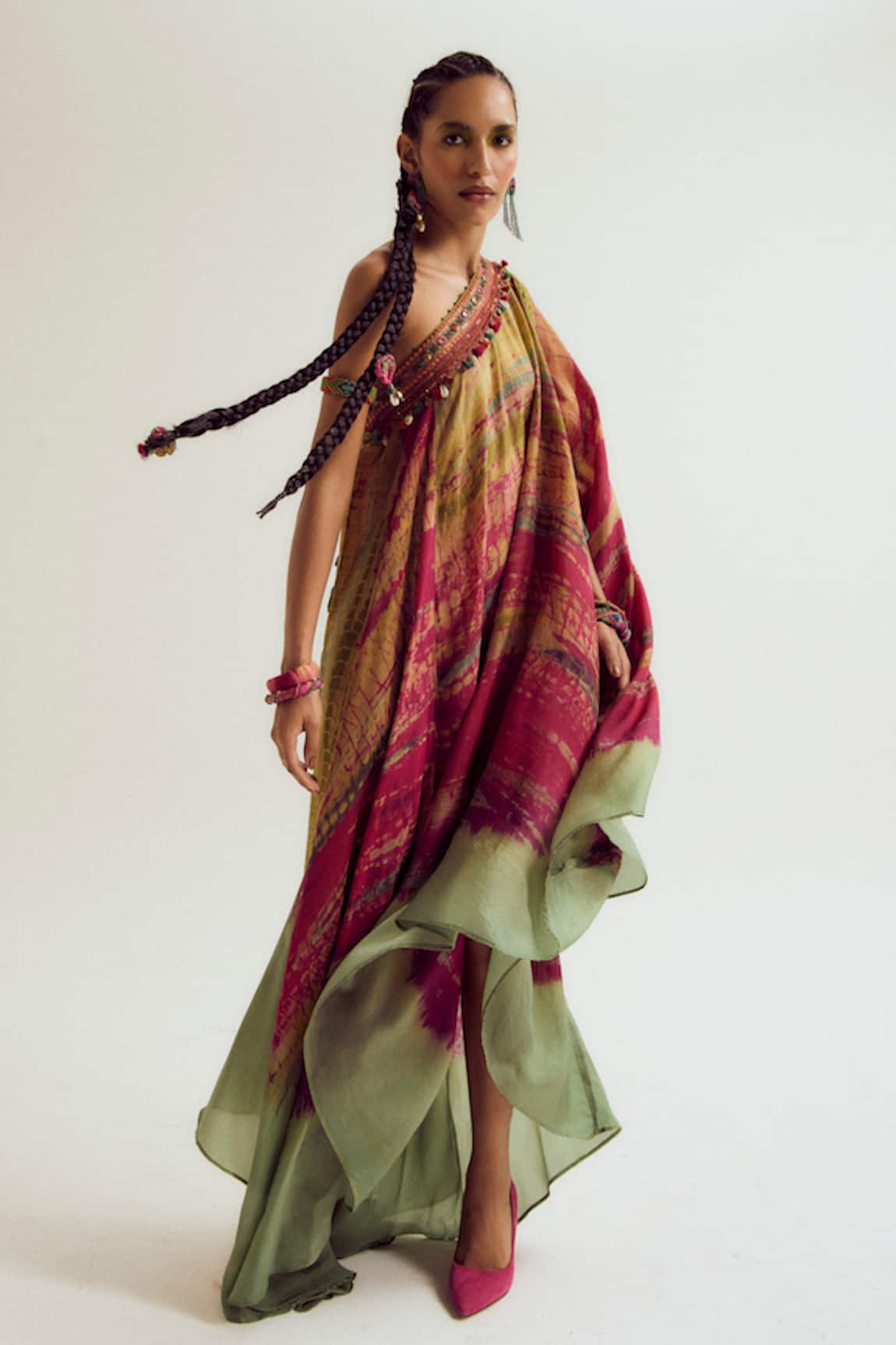 Capisvirleo Heather Off Shoulder Tie Dye Dress 