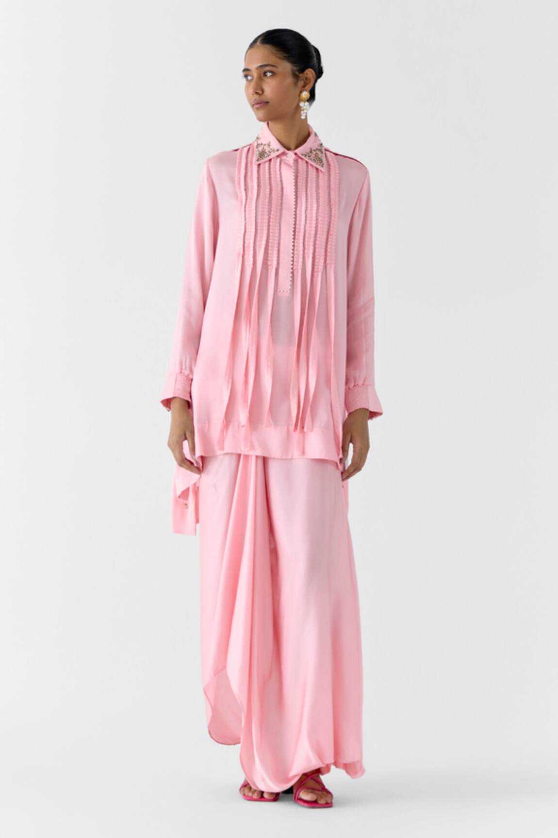 Studio Rigu Moonstone Asymmetric Shirt With Knot Skirt